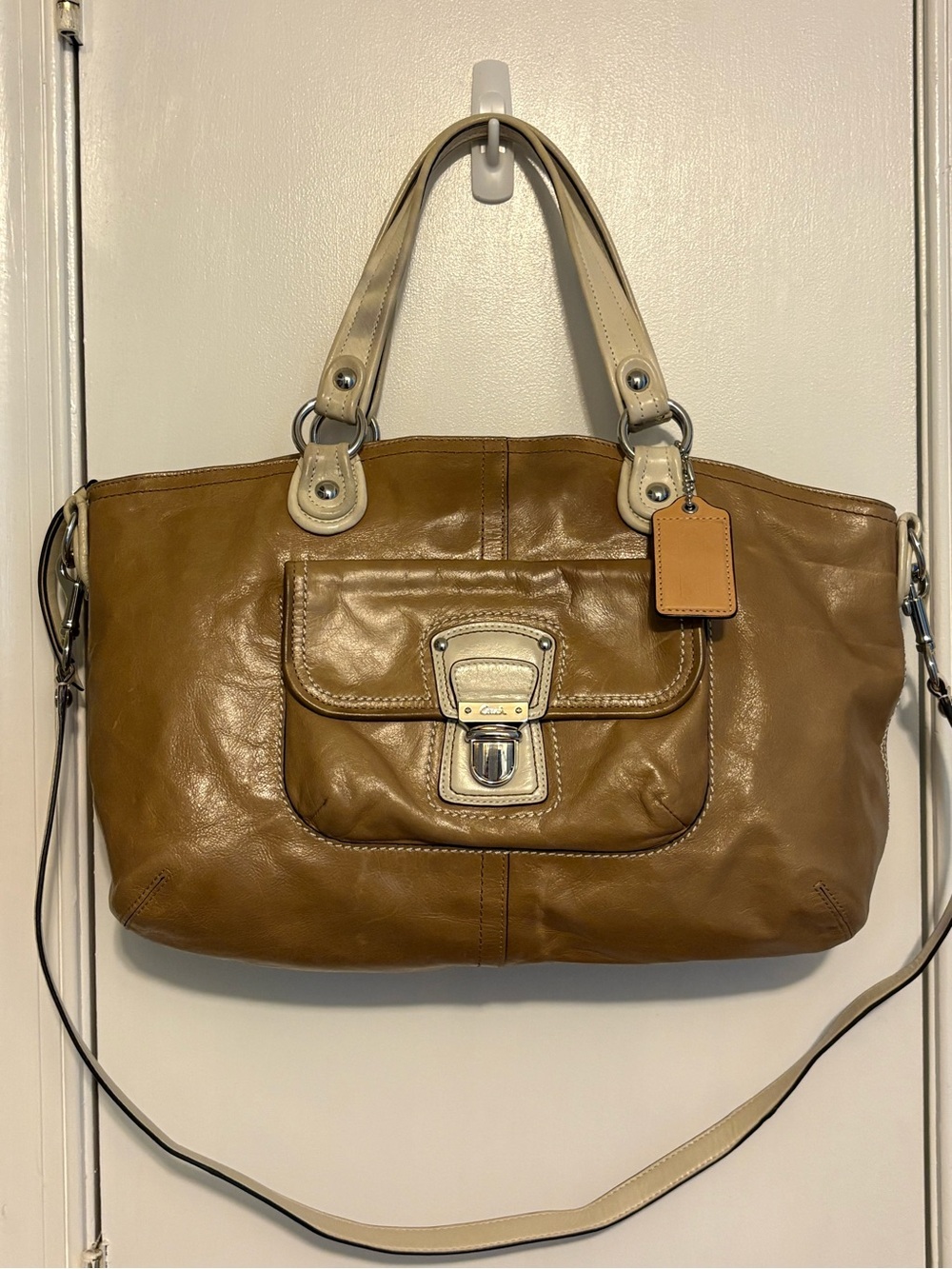 vintage brown and cream coach bag